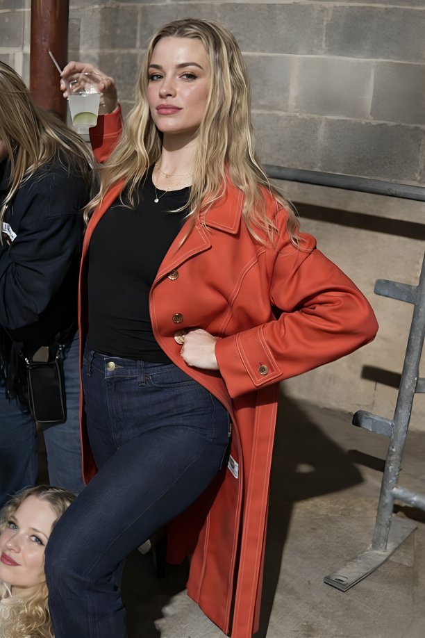 Hassie Harrison The Madison Trench Coat Laramie Red Trench Coat