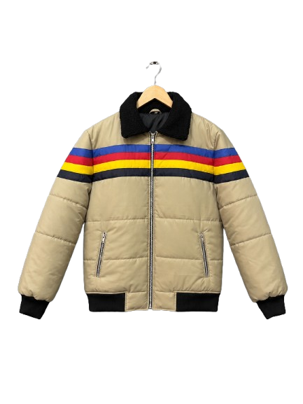 Retro Rainbow Striped Puffer Jacket